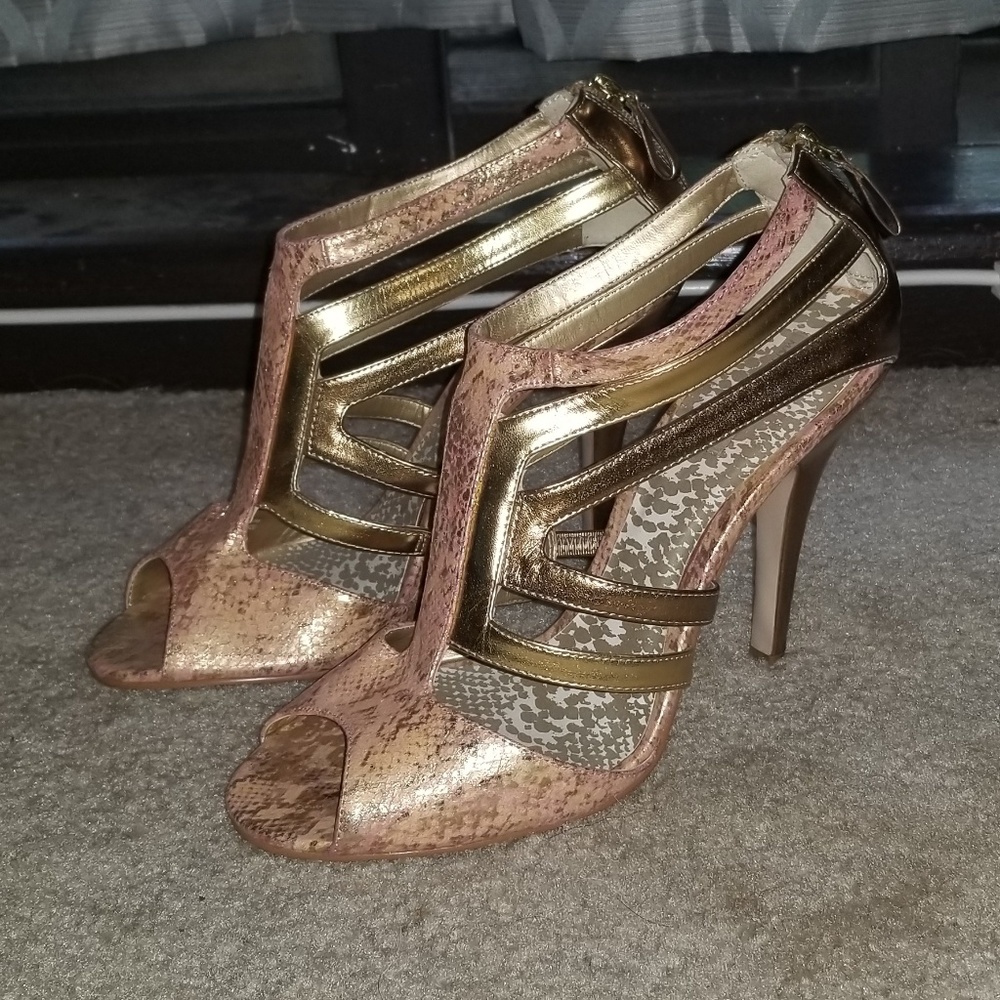 LUMINOUS Snake Print Dress Heels